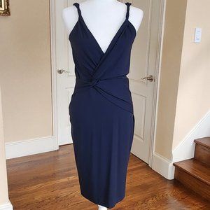 Iris Setlakwe Navy Blue Party Cocktail Elegant Pencil Sleeveless Dress Size PS